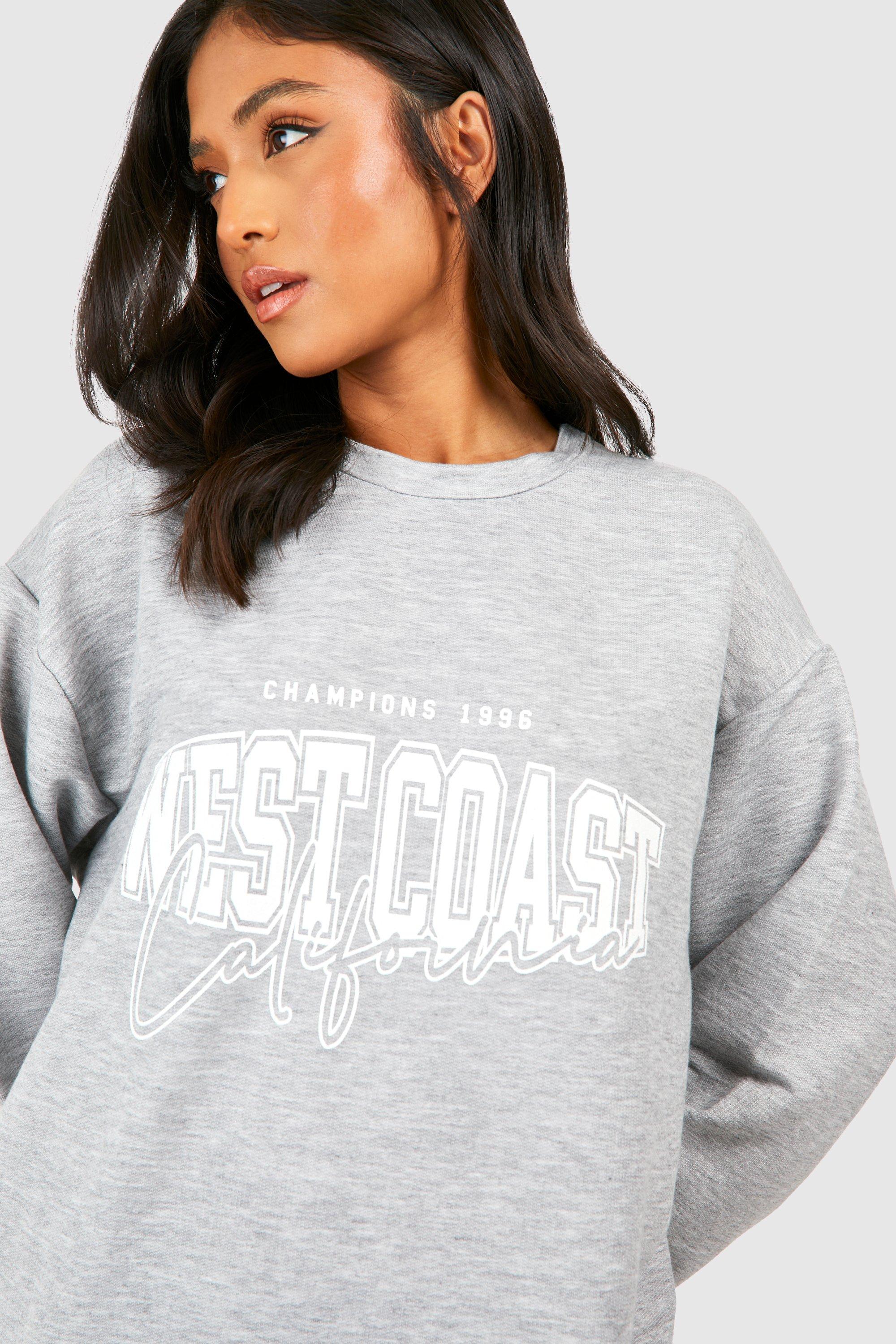 Grey marl california slogan hotsell oversized sweater